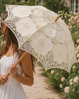 Victorian Lace Umbrella Sun Wedding Summer Parasol, 3 of 6