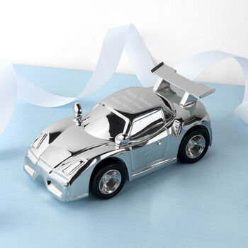 Personalised Silver Plated Sports Car Money Box, 4 of 6