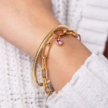 Personalised Gold Plated Sterling Silver October Birthstone Tourmaline Pendant Necklace, 4 of 10