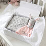 Personalised Grey Bobble Blanket And Pink Bunny Comforter Set, thumbnail 1 of 8