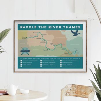 Gift For Paddleboarders – River Thames Map Art Print, 2 of 10