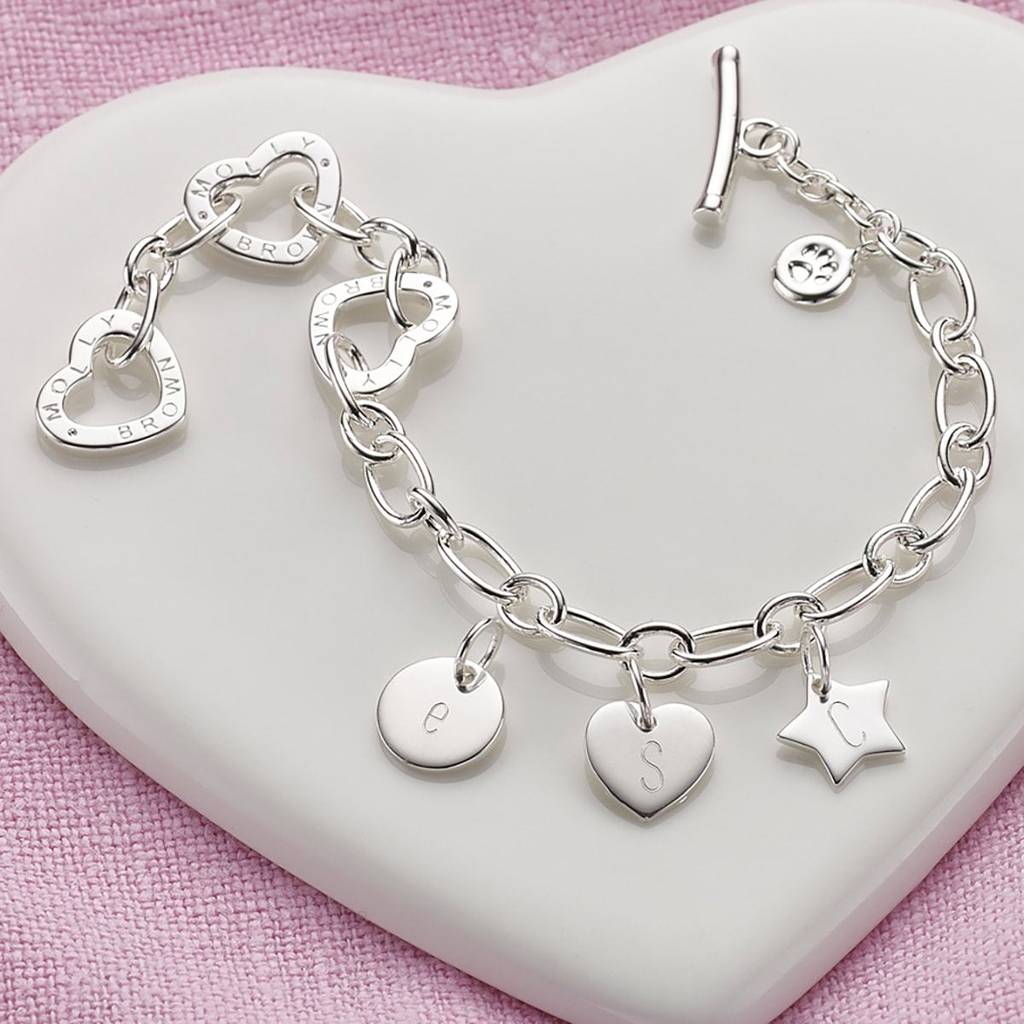 Sterling Silver Signature Heart Charm Bracelet By Molly Brown London ...
