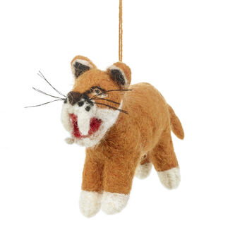 Handmade Felt Sabre Tooth Tiger Hanging Decoration, 2 of 2