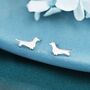 Sausage Dog Stud Earrings Sterling Silver, thumbnail 3 of 11