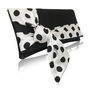 Black And Ivory Polka Dot Satin Clutch Handbag Piper, thumbnail 5 of 5