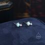 Sterling Silver Tiny Aqua Green Opal And Cz Stud Earrings, thumbnail 5 of 12