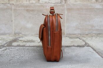 Tan Leather Briefcase Laptop Bag, 7 of 12