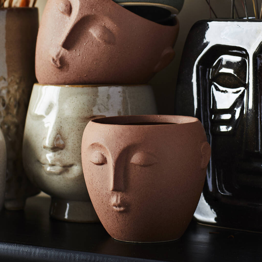 Terracotta Stoneware Face Plant Pot By Posh Totty Designs Interiors