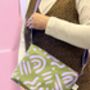 Boxy Crossbody Bag Purple Squiggles On Green, thumbnail 1 of 5