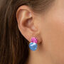 Hammered Textured Pink And Blue Double Disc Earrings, thumbnail 1 of 3