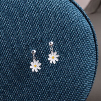 Sterling Silver Happiness Daisy Flower Earrings, 4 of 4