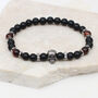 Mens Onyx And Wood Silver Bead Bracelet, thumbnail 4 of 6