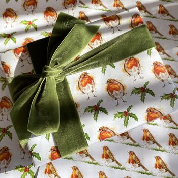Robin Christmas Wrapping Paper, Gift Wrap, 2 of 10