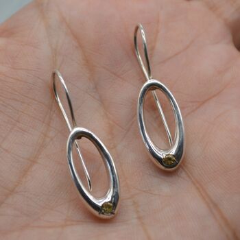 Citrine Or Iolite Silver Earrings: Oval Gemstone Drop, 6 of 6