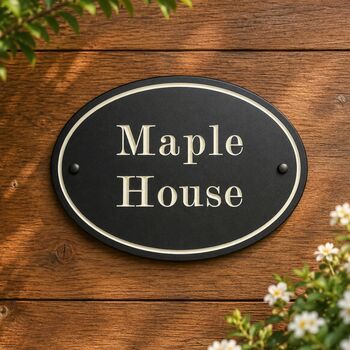 Slate Round Or Oval House Sign With Options, 2 of 11