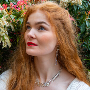 Sterling Silver Petal Drop Earrings Long Statement Jewellery Handmade Catwalk Design, 5 of 12