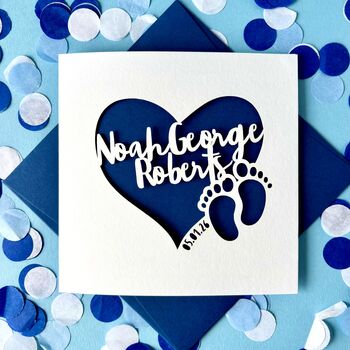 Papercut Heart Personalised New Baby Card, 3 of 5