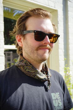 Mens Black Mixed Paisley Print Neckerchief, 2 of 12