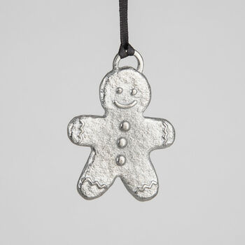 Gingerbread Man Pewter Christmas Decoration, 2 of 2