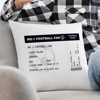 Personalised Football Ticket Cushion For Dad, 4 of 5