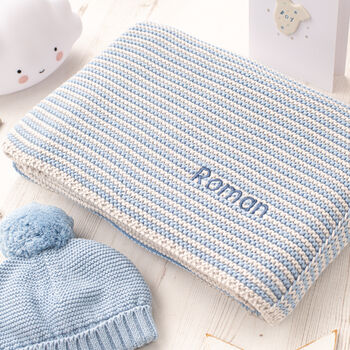 Mini Stripe Unisex Knitted Baby Blanket, 11 of 12