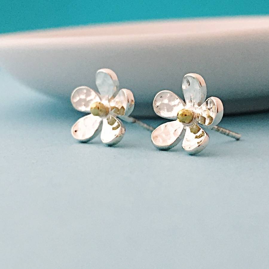 Hammered Daisy Earrings By Sophie Jones Jewellery