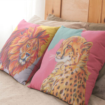 Lion And Cheetah Animal Cushion, 9 of 12