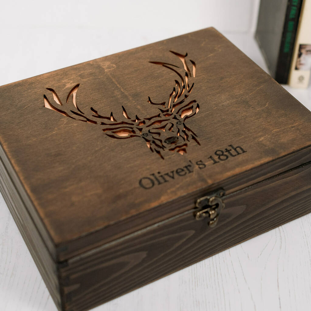 Stag Personalised Cufflink And Watch Box, 1 of 8
