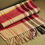 Men's Yellow And Plum Stripe Wool And Cashmere Blend Scarf, thumbnail 6 of 12