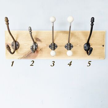 Farrow And Ball Hague Blue Coat Rack With Ceramic Ball Top Hooks, 2 of 6
