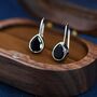 Onyx Black Cz Droplet Drop Hook Earrings, thumbnail 1 of 12