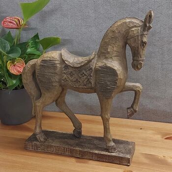 Horse 39cm Carved Wood Effect, 3 of 9