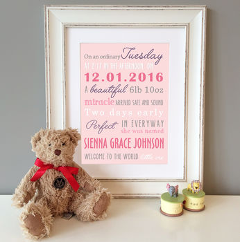 Personalised Baby Birth Details Print, 5 of 11