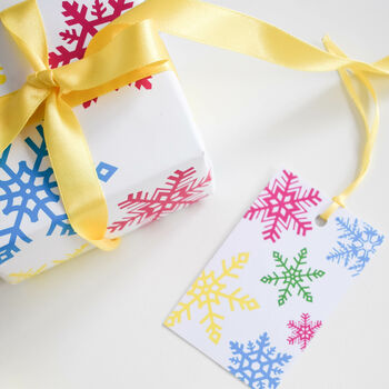 Colourful Snowflake Christmas Gift Wrap Set, 2 of 4