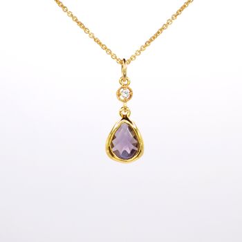 Amethyst Purple Long Teardrop Necklace, 2 of 4