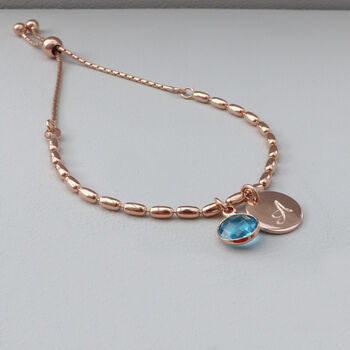 Rose Gold Plated Personalised Birthstone Bracelet, 4 of 7