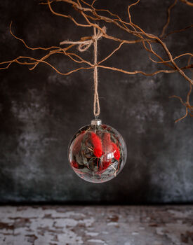 Large Glass Tree Bauble With Christmas Dried Flowers, 3 of 3
