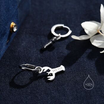 Mismatched Crab And Lobster Huggie Hoop Earrings In Sterling Silver, 2 of 11