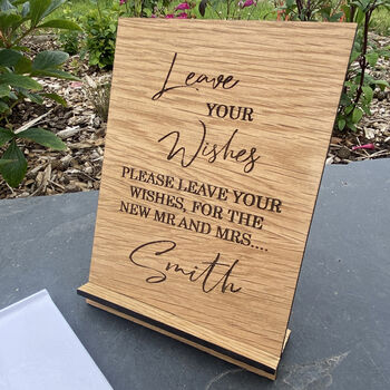 Personalised Leave Your Wishes Wooden Wedding Sign, 2 of 2