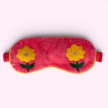 Embroidered Velvet And Cotton Eye Mask | Sunflower, 2 of 7