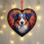 Australian Shepherd Stained Glass Effect Heart Suncatcher, thumbnail 2 of 6
