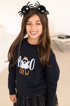 Boo Crew Halloween Embroidered Jumper Sweatshirt, 5 of 6