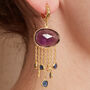 Amethyst Topaz Gold Plated Silver Chain Dangly Earrings, thumbnail 3 of 9