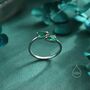Sterling Silver Toi Et Moi Pear Cut Emerald Green Cz Open Ring, thumbnail 3 of 11