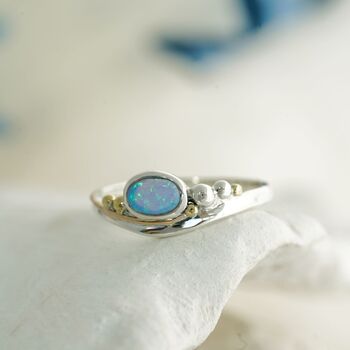 Handmade Dainty Blue Opal Ring, 3 of 7