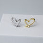 Sterling Silver Sparkly Heart Stud Earrings, thumbnail 1 of 7