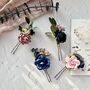 Navy And Dusty Pink Floral Bridal Hair Pins, thumbnail 1 of 5