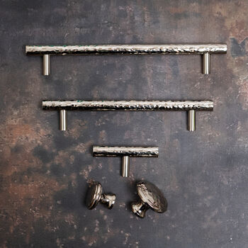 Solid Brass Nickel Hammered Cabinet Pull Handles, 7 of 12