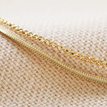 Stainless Steel Double Chain Bracelet In Gold Plating, 3 of 5