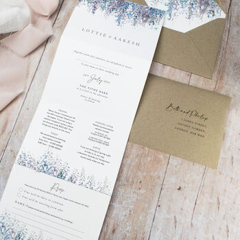 Whimsical Winter Concertina Wedding Invitations With Integrated RSVP, 2 of 5